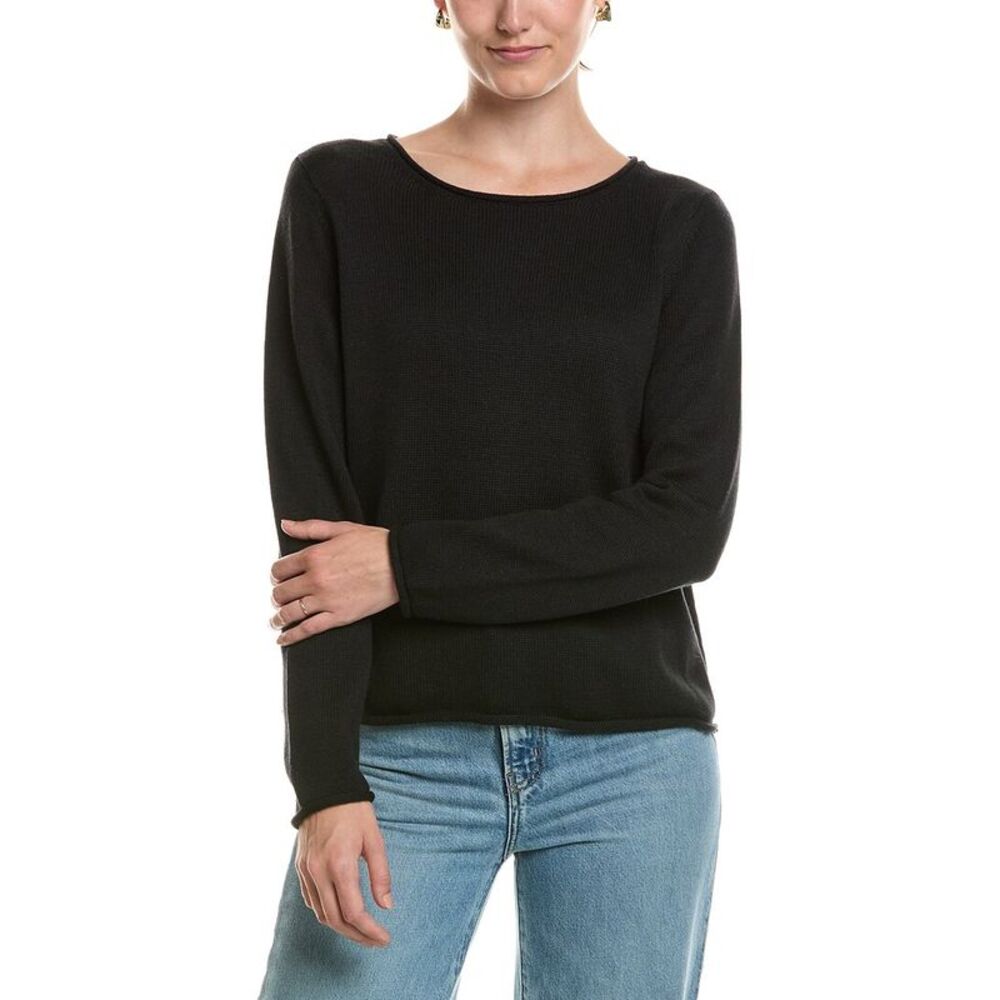 Eileen Fisher Womens Jewel Neck Sweater, Black